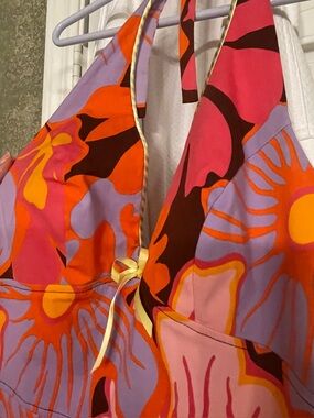Floral Cotton halter dress, sundress.  90’s ABS by Allen Schwartz